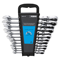 Csillagvilláskulcs készlet, csuklós-racsnis, 8 - 19 mm / 12 részes, Cr-V