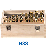 Nagyolómaró készlet, HSS TIN, 4 élű, 6 - 25 mm, 10 részes